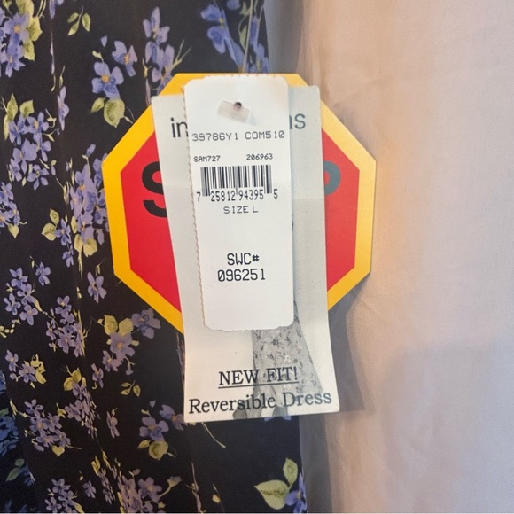 NWT Impressions Reversible Floral & Polka Dot Dress Size L Y2K Grunge - Picture 3 of 9